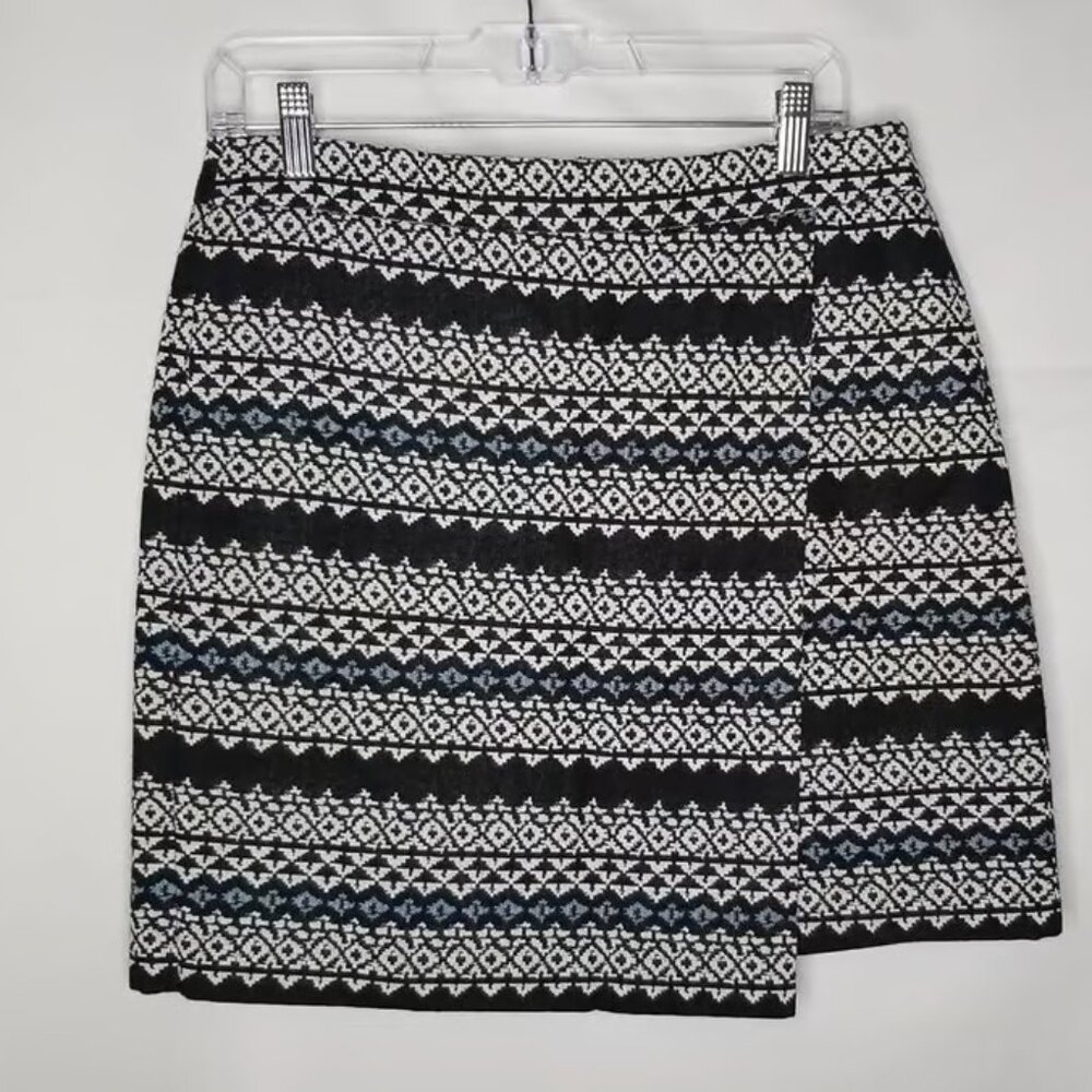 Loft Faux Blue Striped Wrap Skirt XS